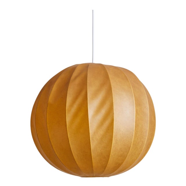 1960s Italian Spherical Ochre Cocoon Pendant Light For Sale