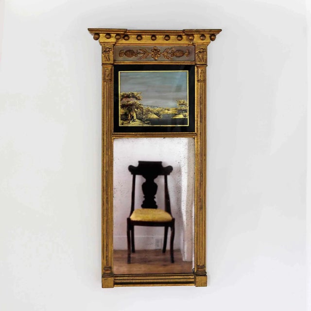 Wood Giltwood Mirror Antique Fedreal Era Eglomise For Sale - Image 7 of 9