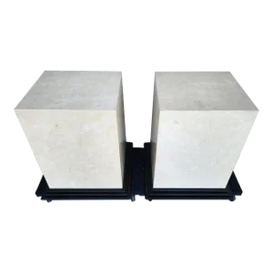 Polished Italian Travertine Marble Dining Table Bases Side Tables Display Stands