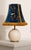 Designer- Regal Sapphire/Blue Velvet Zebra Lamp Shade With Gold Trim and Harvest Brush Fringe For Sale - Image 6 of 7
