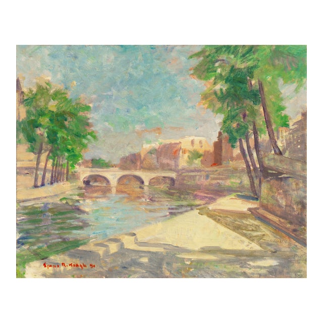 'Paris in the Spring' by Ejnar Kragh, 1950, Seine and the Pont Neuf, Danish Post-Impressionist Oil For Sale