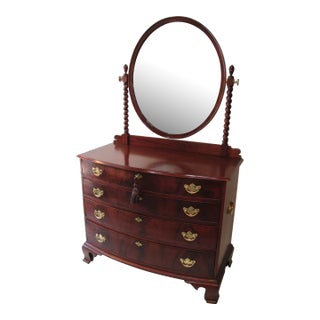 Mahogany Antique Chest of Drawers With Round Mirror For Sale