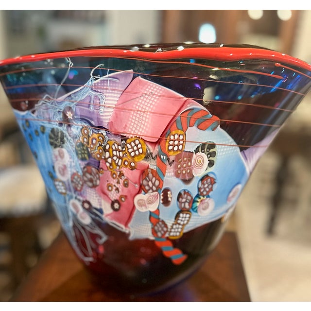 Colorful glass blown hand art by Wes Hunting from his Colorfield series. Known for his intricate abstract patterns and...