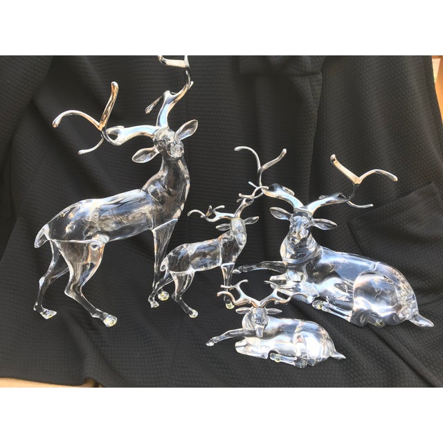 Metal Vintage Lucite and Silver Deer Family Sculptures - Set of 4 For Sale - Image 7 of 9