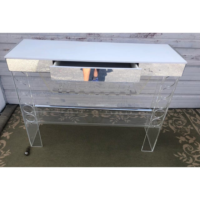 Luigi Bartolini Midcentury Lucite Bar Mirrored with Chrome Foot Railing For Sale - Image 4 of 9