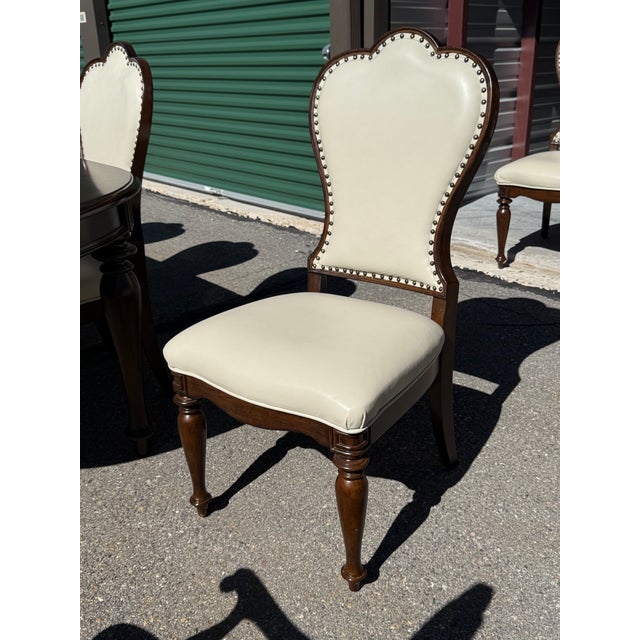 2020s Hooker Furniture Leesburg Oval Dark Wood Dining Table & 8 Leesburg Mahogany Wood Brown Italian Leather Dining Chairs - Set of 9 For Sale - Image 5 of 13