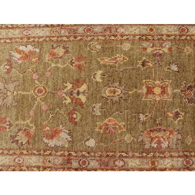 Turkish Oushak Runner With Traditional All-Over Design in Yellow Green 2'7"x9'10" For Sale In Atlanta - Image 6 of 10