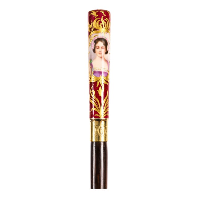 Antique French Sevres Porcelain Walking Sword Stick, 1890s For Sale