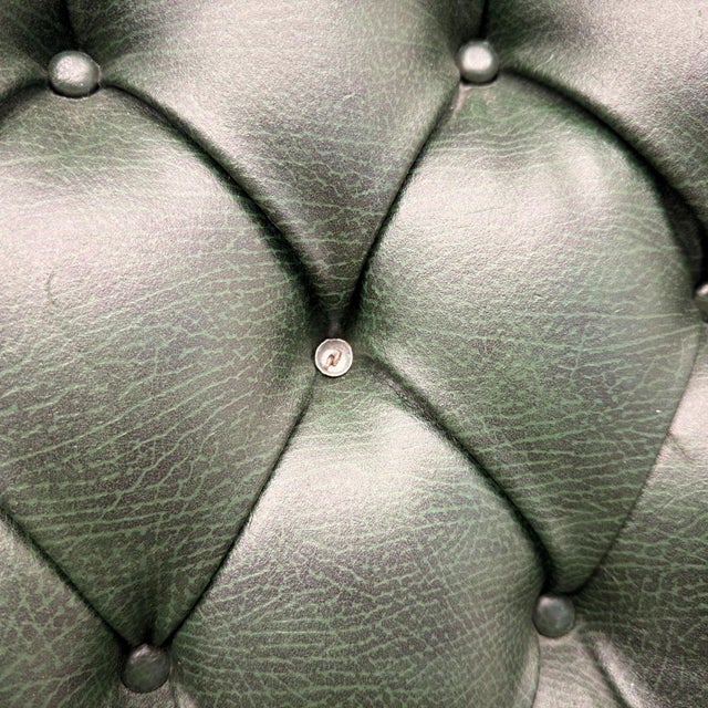 Wood Chesterfield Office Chair in Green Leather For Sale - Image 7 of 10