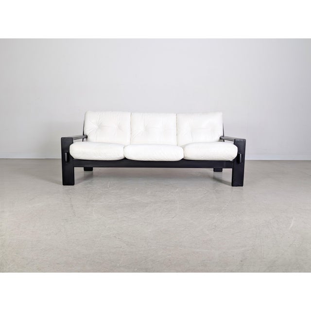 Postmodern Three-Seater Sofa in Leather from Asko Finland For Sale - Image 3 of 12