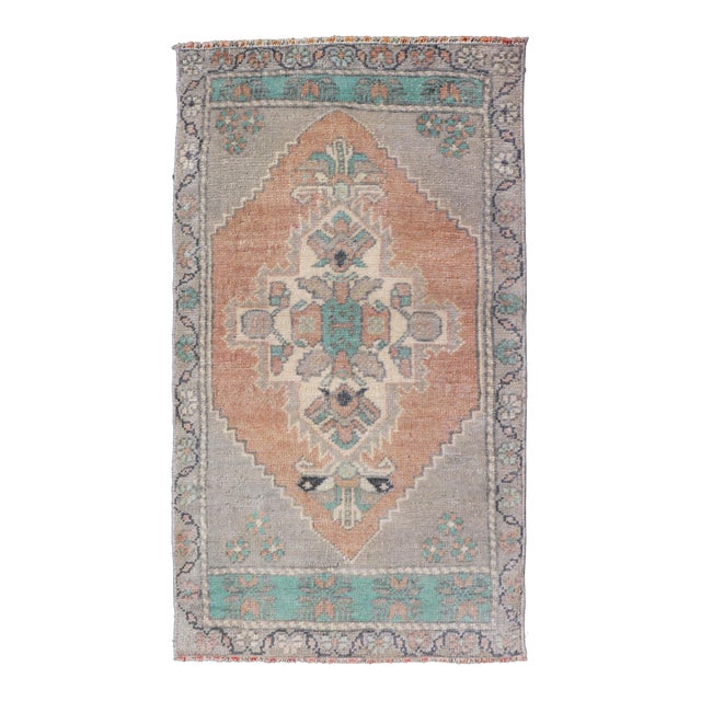 Vintage Turkish Oushak Rug With All-Over Sub-Geometric Medallion Design For Sale