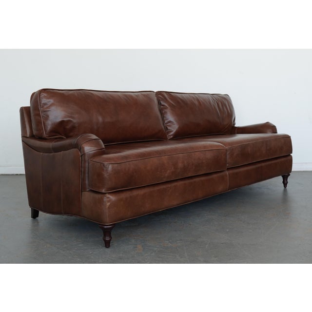Ballard Designs Wynne Leather Sofa For Sale In Austin - Image 6 of 16