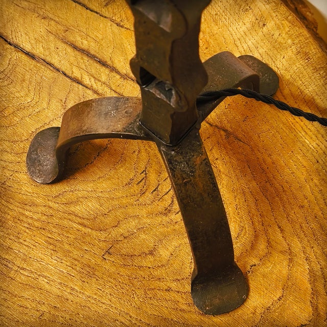 Brutalist Lamp Base in Wrought and Hammered Iron, France, 1920s For Sale - Image 15 of 16