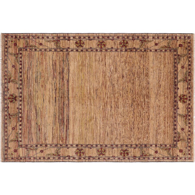 Contemporary Gabbeh Beige/Blue Wool Rug - 8'6'' X 9'10'' For Sale - Image 9 of 10