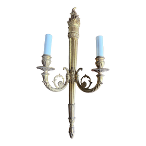Sconces Beautiful Vintage Neoclassic Brass / Bronze Dore’ With Torch Motif. Wired (Pair).