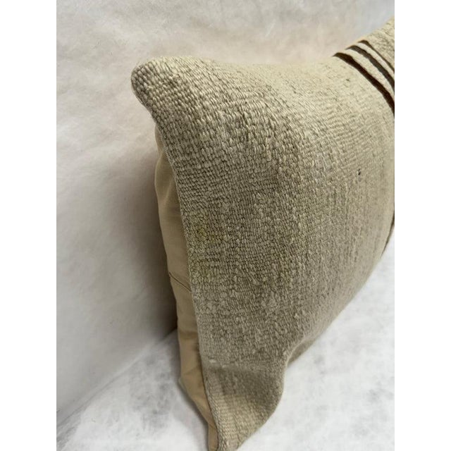 Turkish Hemp Pillow Cushion Natural Beige Brown Black Pillow Cushion Cover 16" x 24" For Sale - Image 4 of 4