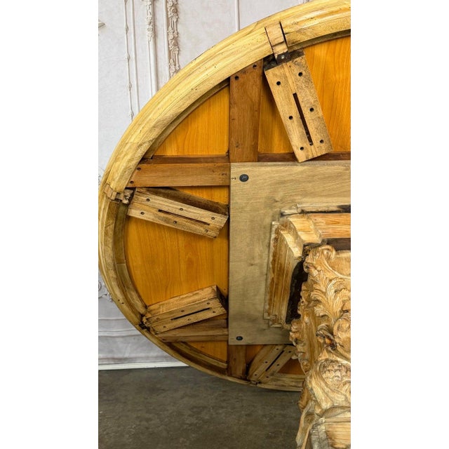 French Baroque Revival Round Dining Table, Distressed Wood C. 1900's For Sale - Image 16 of 18