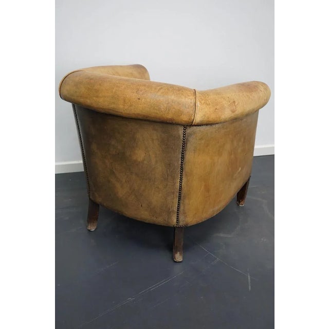 Vintage Dutch Cognac Colored Leather Club Chair For Sale - Image 11 of 17
