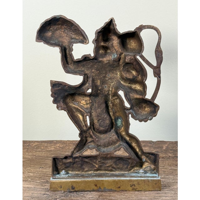 Vintage Indian Brass Hanuman Hindu Deity Sculpture Temple Altar Figure For Sale - Image 4 of 7