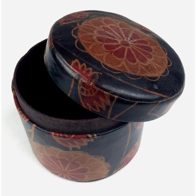 Vintage Hand Tooled Leather Jewelry Box For Sale - Image 10 of 10