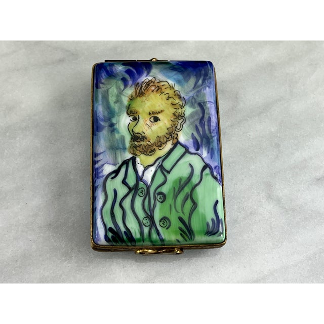 1980s French Limoges Peint Main Trinket Box, Van Gogh Self Portrait For Sale - Image 9 of 9