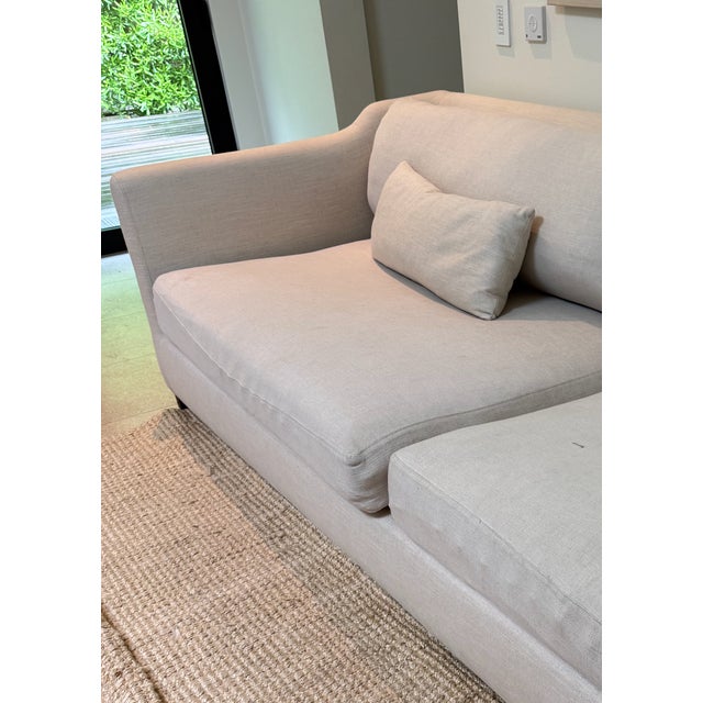 Contemporary Cisco Home Down-Filled Sofa – Neutral Linen, Deep & Comfortable, or Reupholstery Opportunity For Sale - Image 3 of 8