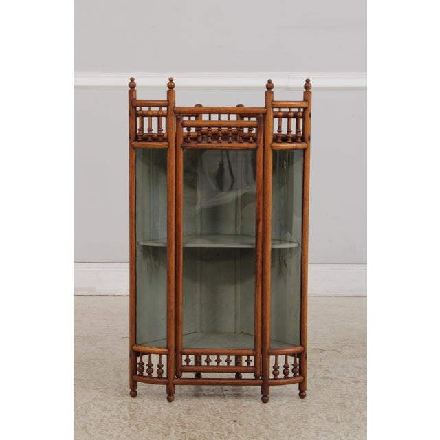 Age: C.1880-1890s Details: Stick & Ball Design Stunning Vintage Cabinet Curved Glass Side Panels Older Painted Interior...
