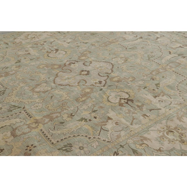 2010s Rug & Kilim’s Polonaise Style Rug in Light Green With Floral Medallions For Sale - Image 5 of 11