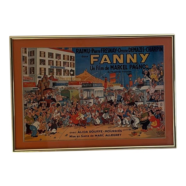 1950 Original French Lithograph Fanny by Albert Dubout, Framed For Sale