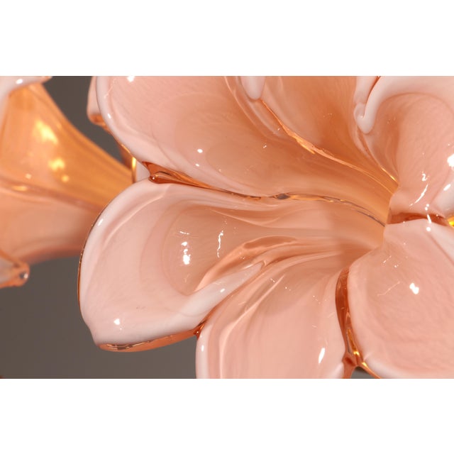 Metal Murano Pink Lilly Floorlamp Murano Glass and Gilt Brass by Franco Luce, 1970 For Sale - Image 7 of 13