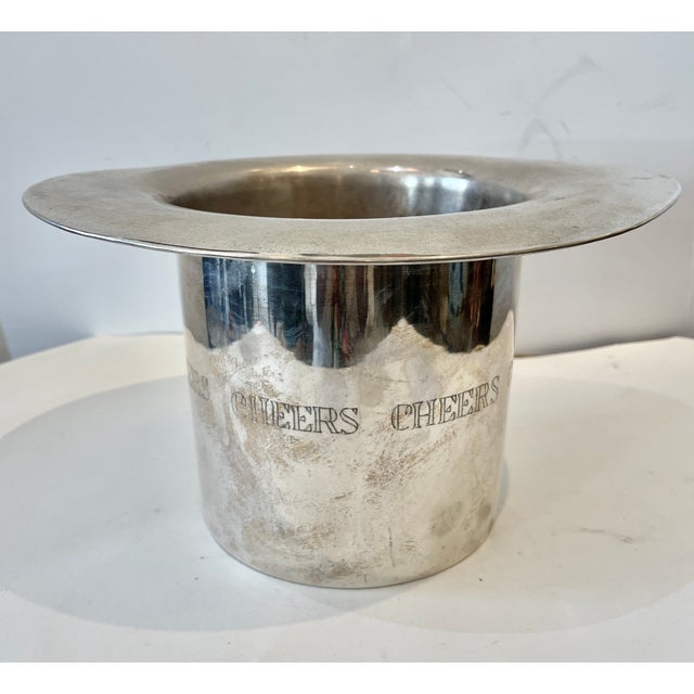 .Top Hat Bottle Cooler, English Silver Plate, Cheers For Sale - Image 9 of 10