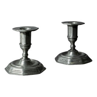 Antique Pewter Candleholders, Italy, 1900s, Set of 2 For Sale