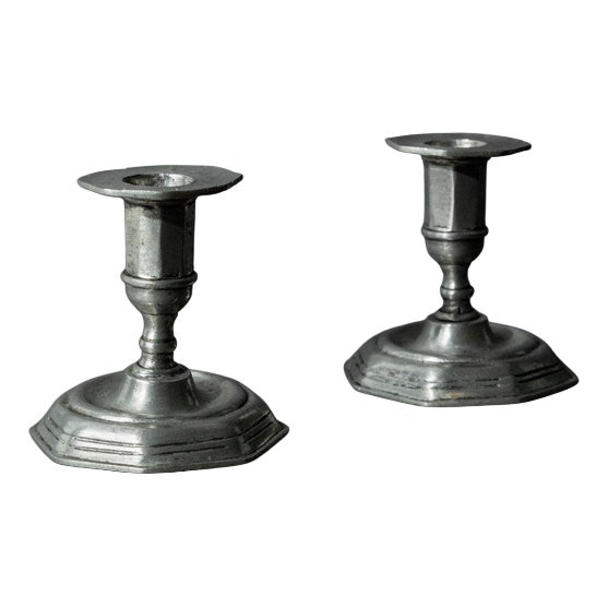 Antique Pewter Candleholders, Italy, 1900s, Set of 2 For Sale