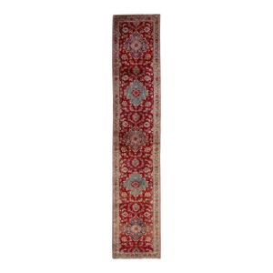 1960s Tabriz Wool Rug Handmade From 1960s in Red With Medallion Design