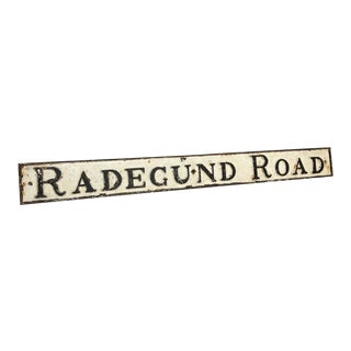 Large English Victorian Architectural Cast Iron Cambridge Radegund Road Sign For Sale
