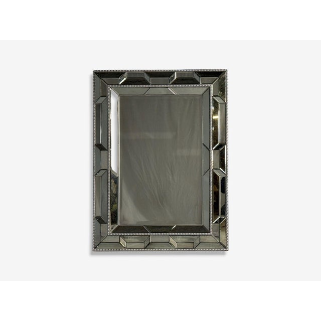 1980s French Art Deco Style, Large Wall Mirrors, Antiqued Glass, Silver Leaf Wood For Sale - Image 5 of 8