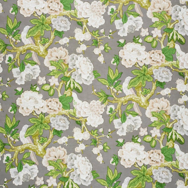 Schumacher x Mary McDonald Bermuda Blossoms Wallpaper in Slate (8 Yards) For Sale