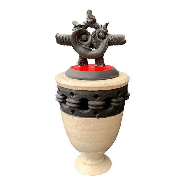 Handthrown Raku Pottery Vessel Wish Keeper by Jinsong Kim, Signed For Sale