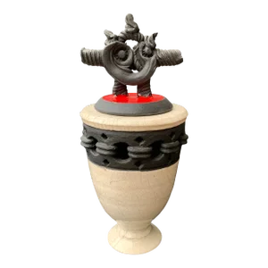 Handthrown Raku Pottery Vessel Wish Keeper by Jinsong Kim, Signed