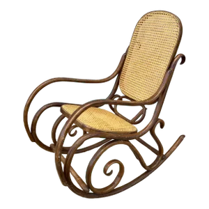Mid 20th Century Thonet Style Cane and Bentwood Rocker