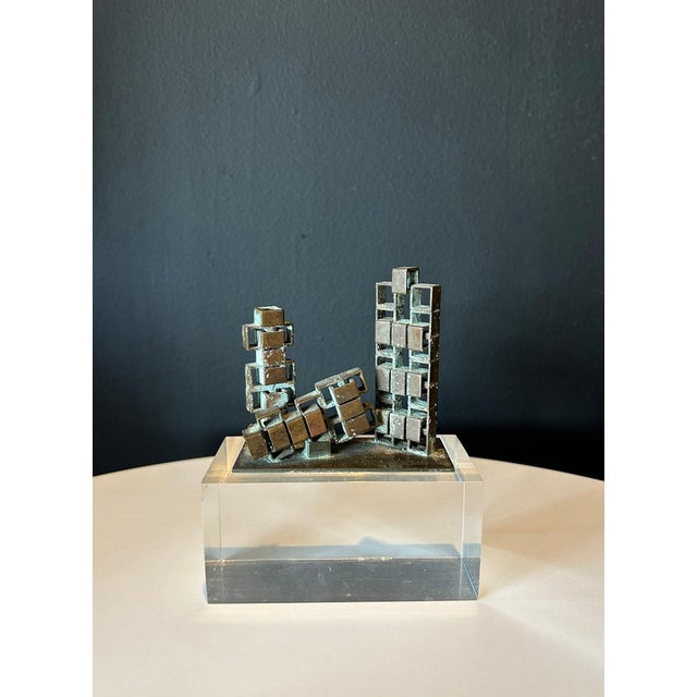 William De Lillo Bronze Lucite Architectural Sculpture For Sale In Phoenix - Image 6 of 6