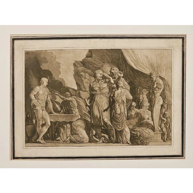 An engraving of an ancient scene, Italy circa 1820.