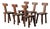 Vintage Brutalist Handcrafted Chestnut Chairs, France, 1970, Set of 6 For Sale