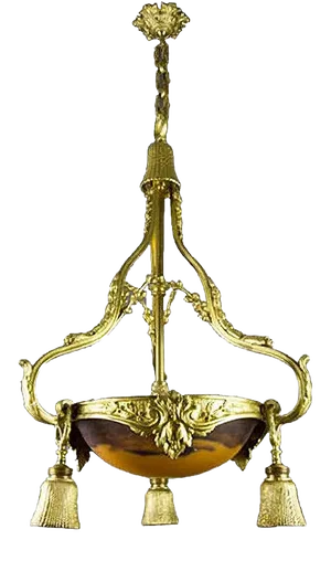 Neoclassical Style Gilt Bronze Chandelier from Verrerie D'Art Degué, 1920s