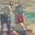 Italian Antique Italian Mother & Child Beach Scene Oil Painting, Salvaged Fragment For Sale - Image 3 of 12