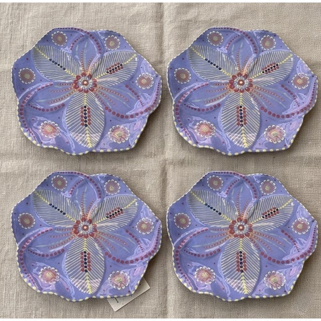 South African Handmade & Hand-Painted Ceramic Serving Plate - Set of 4 For Sale - Image 12 of 12