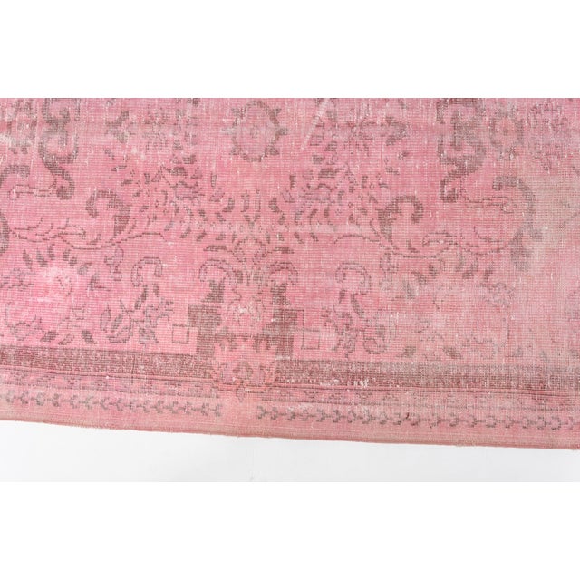 Textile Anatolian Pink Wool Vintage Rug For Sale - Image 7 of 8
