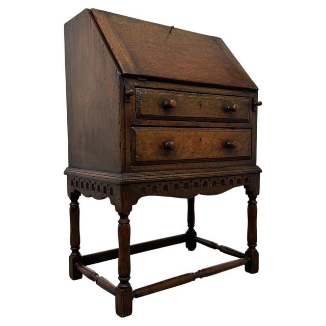 Vintage Writing Bureau in Oak For Sale - Image 3 of 14