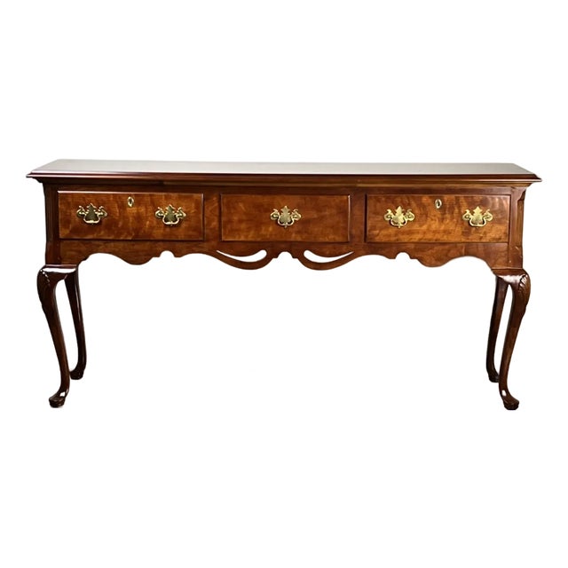 Vintage Solid Cherry Queen Anne Style Sideboard by Henredon For Sale
