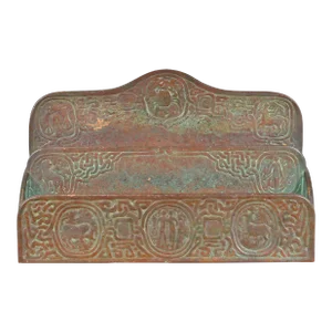 Tiffany Studios New York Zodiac Patinated Bronze Letter Rack, Circa 1910